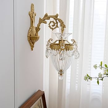 Wall Sconce French Retro Crystal All Copper Wall Lamp